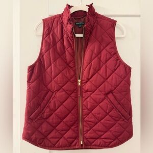 J. Crew Quilted Vest in Deep Red
